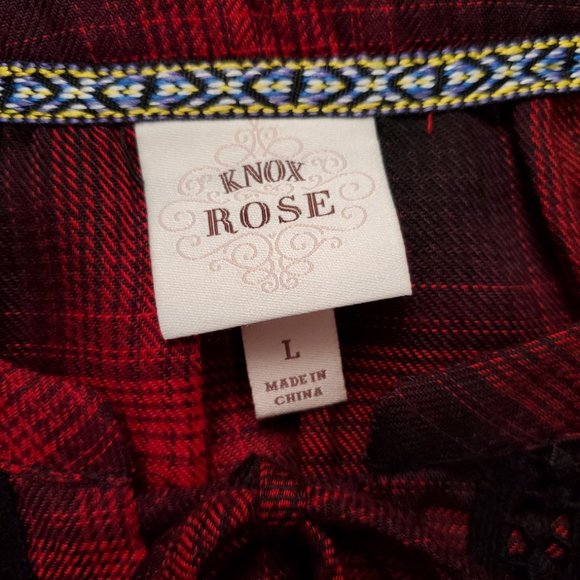 Knox Rose Buffalo Plaid Top Red L - Picture 5 of 5